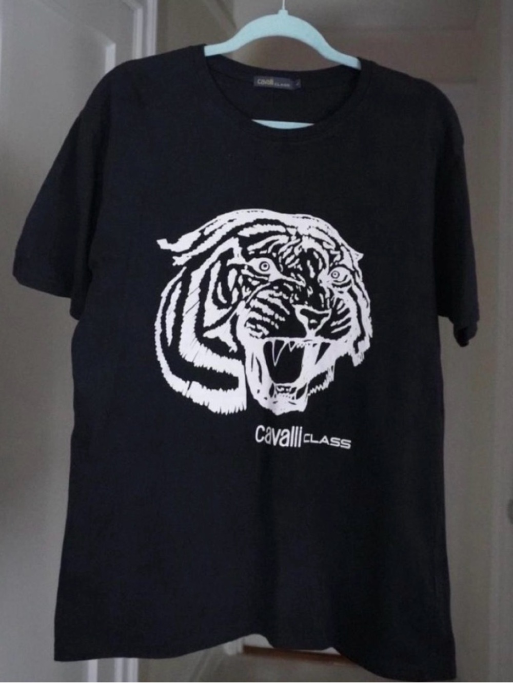 Cavalli Class Man Black Graphic Tiger Tee
